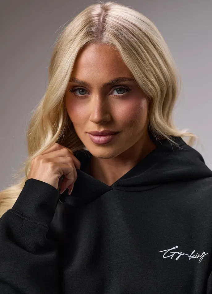 Gym King Sweatshirts and Hoodies Women Reset Oversized Fleece Hood 8211 Black