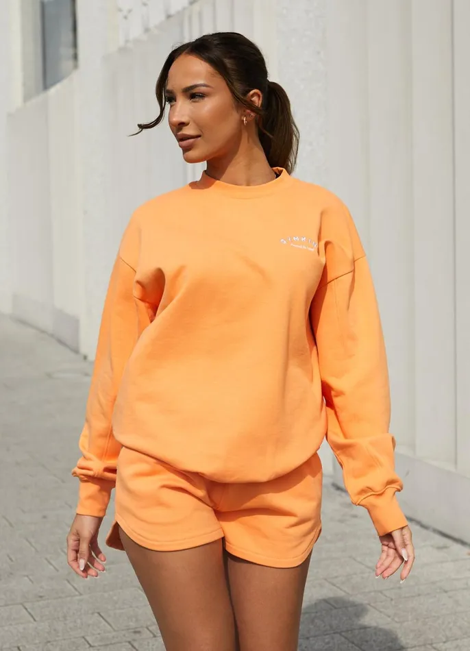 Gym King Sweatshirts and Hoodies Women Spirit Of Summer Drop Sleeved Crew 8211 Papaya Orange
