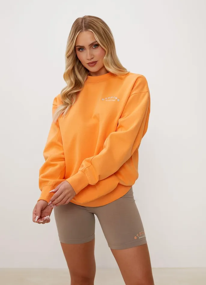 Gym King Sweatshirts and Hoodies Women Spirit Of Summer Drop Sleeved Crew 8211 Papaya Orange