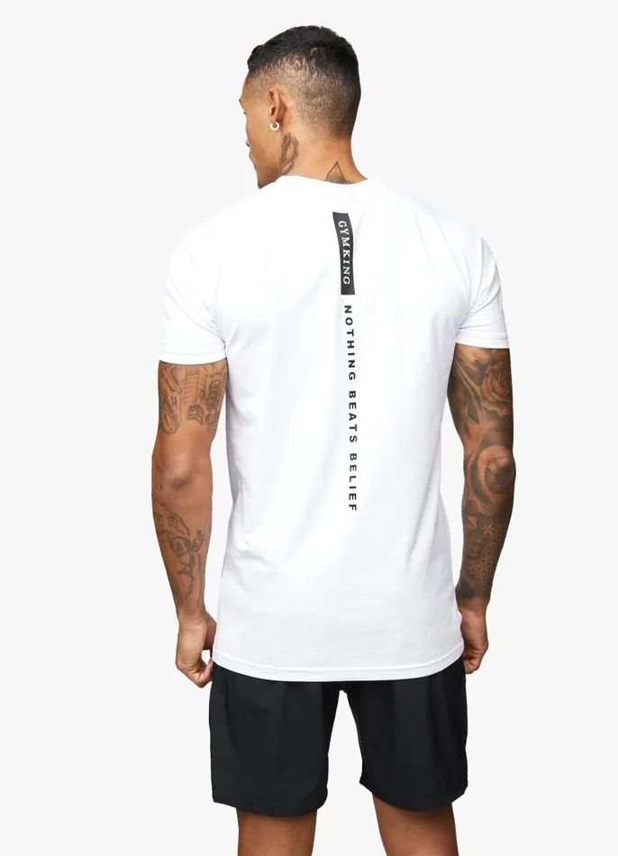 Gym King TShirts Men Nothing Beats Belief Tee 8211 White
