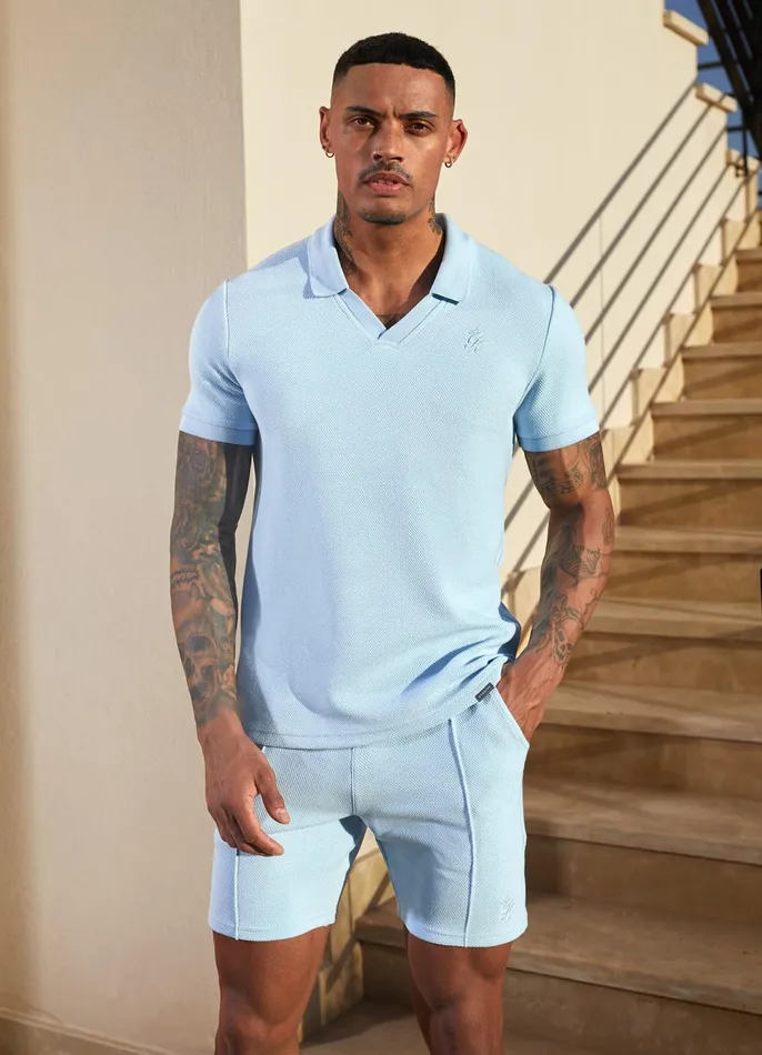 Gym King TShirts Men Signature Texture Polo 8211 Cloud Blue