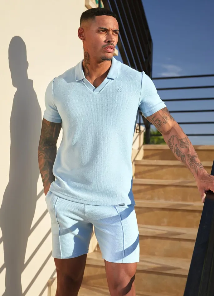 Gym King TShirts Men Signature Texture Polo 8211 Cloud Blue