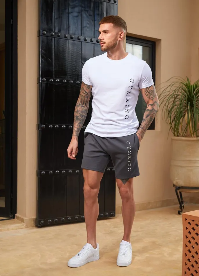 Gym King TShirts Men Split Linear Tee 8211 White