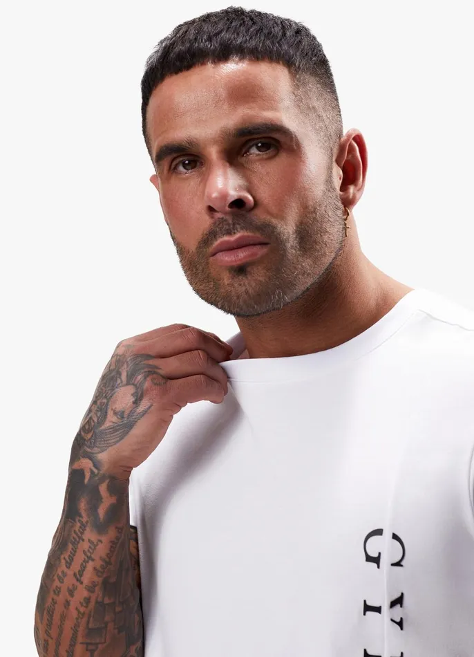Gym King TShirts Men Split Linear Tee 8211 White