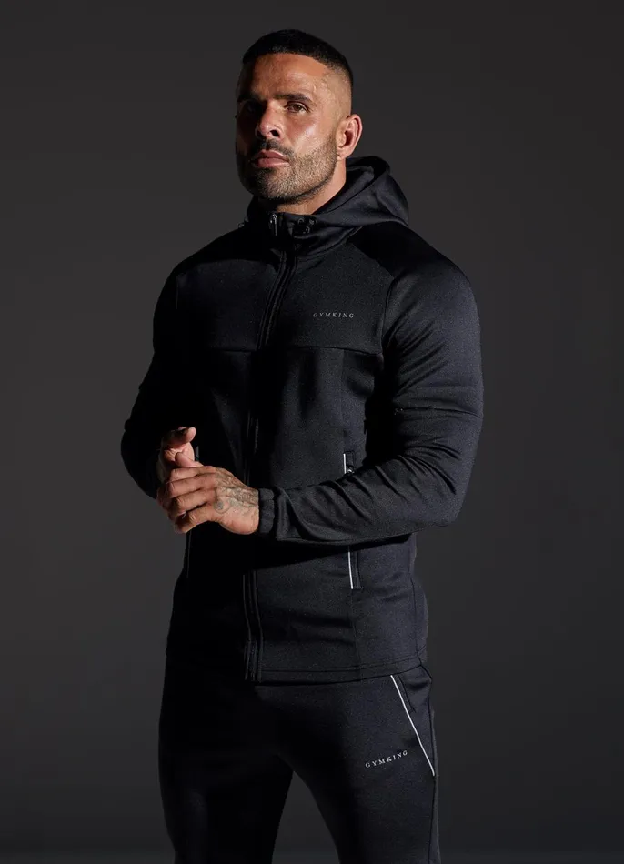 Gym King Tracksuit Tops Men Eclipse Poly FZ Hood 8211 Black