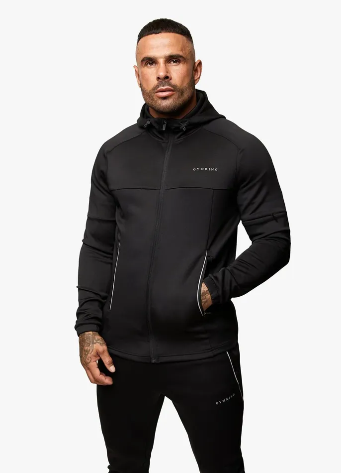 Gym King Tracksuit Tops Men Eclipse Poly FZ Hood 8211 Black