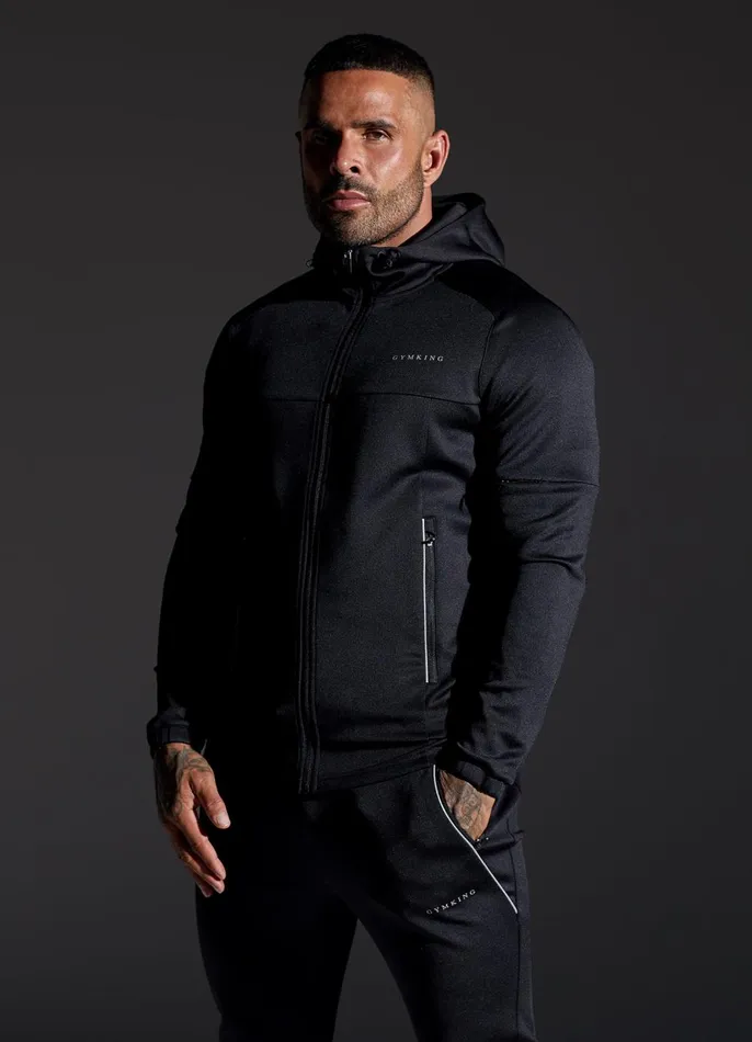 Gym King Tracksuit Tops Men Eclipse Poly FZ Hood 8211 Black