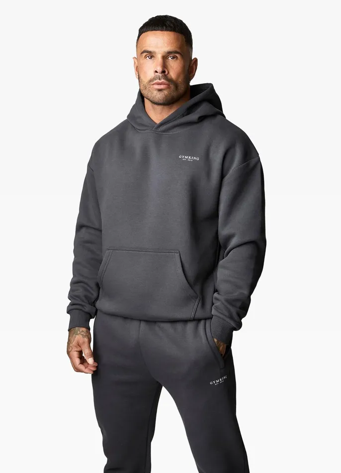 Gym King Tracksuits Men Established Hood and Jogger 8211 Dark Pewter