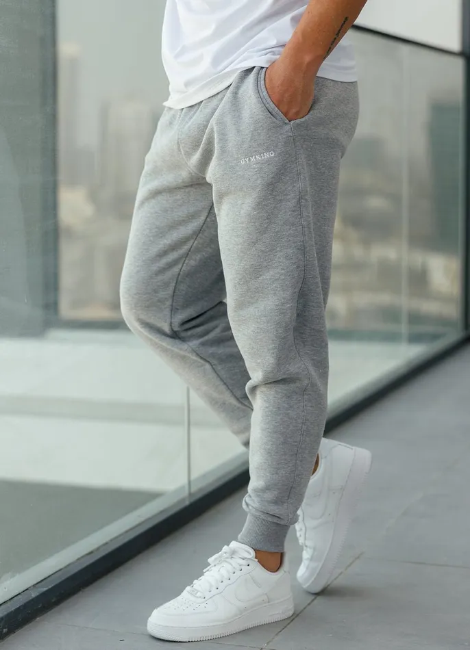 Gym King Tracksuits Men Linear Fundamental Tracksuit 8211 Grey Marl