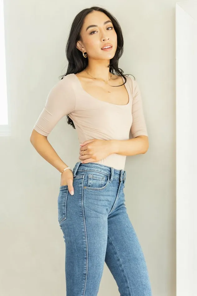 Hadlee Bodysuit In Tan Tan Women Bohme Tops