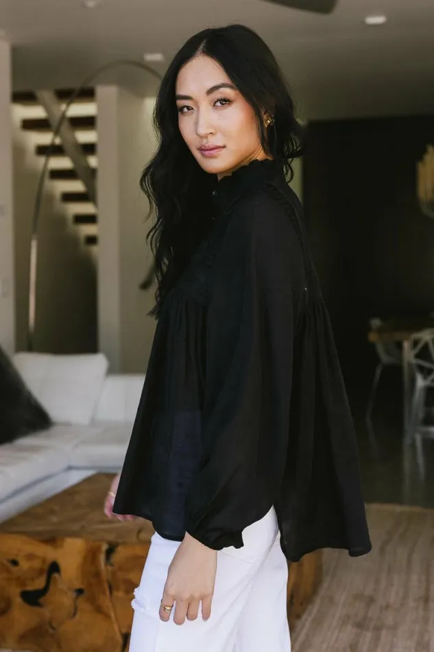 Halle Blouse In Black 8211 FINAL SALE Black Women Bohme Tops