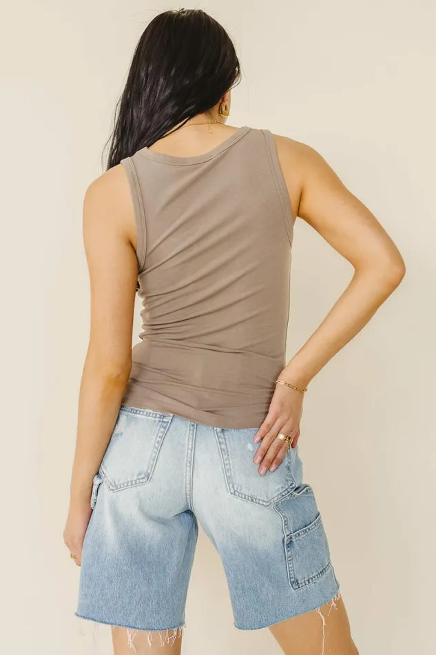 Harlowe Tank In Mocha 8211 FINAL SALE Mocha Women Bohme Tees and Tanks