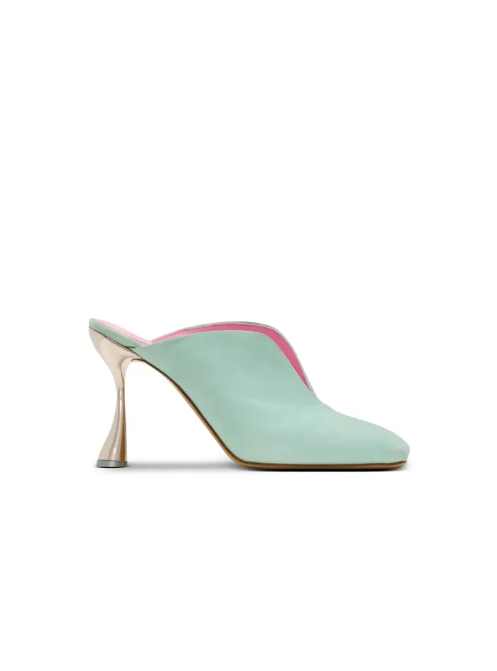 Heeled Eden Mules In Suede Leather Blue Women Balmain High Heels and Pumps