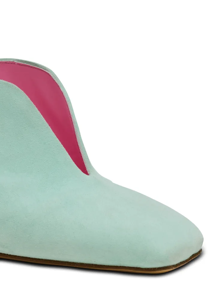 Heeled Eden Mules In Suede Leather Blue Women Balmain High Heels and Pumps