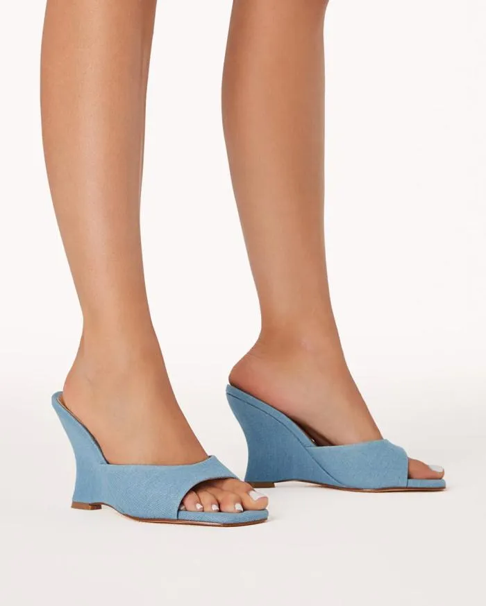 Heels Billini Wedges HAYLEY BLUE DENIM