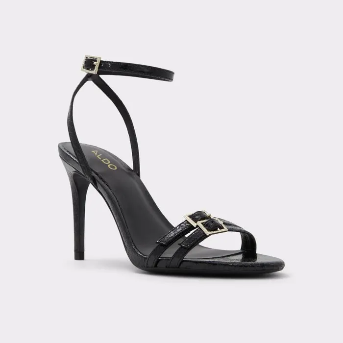 Heels Women ALDO Graciee Black Strappy Heeled Sandal 8211 Stiletto Heel