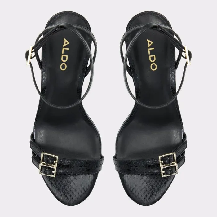 Heels Women ALDO Graciee Black Strappy Heeled Sandal 8211 Stiletto Heel