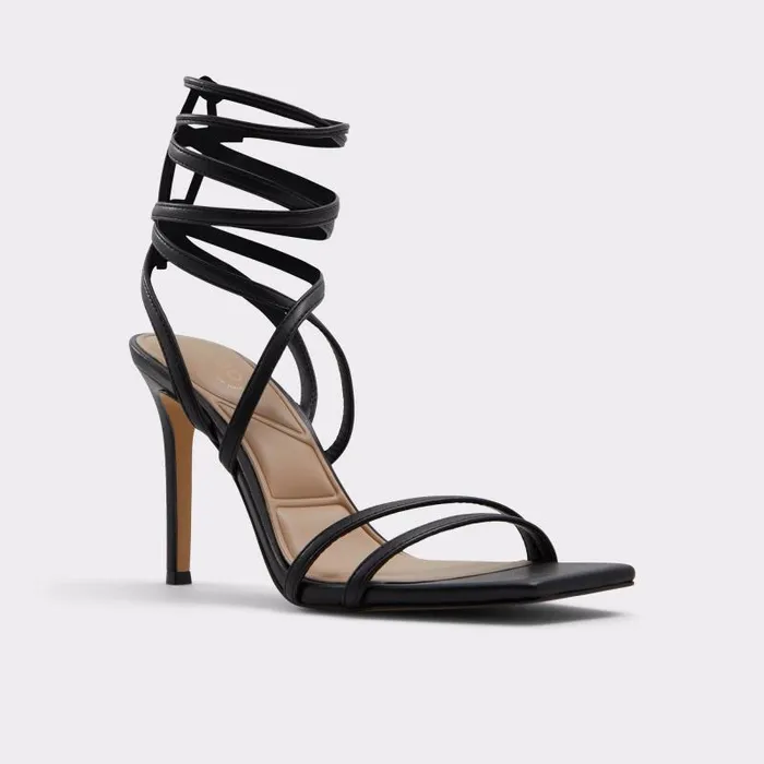 Heels Women ALDO Phaedra Black Strappy Stiletto Sandal 8211 Stiletto Heel