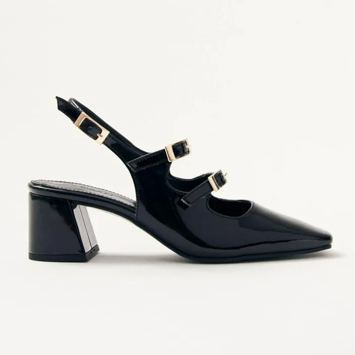 Heels Women ALOHAS Hanna Onix Black Vegan Leather Pumps