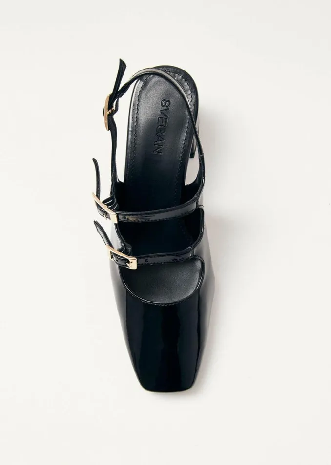 Heels Women ALOHAS Hanna Onix Black Vegan Leather Pumps
