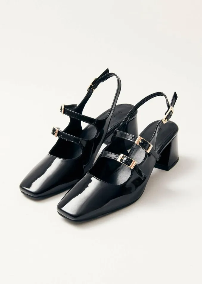 Heels Women ALOHAS Hanna Onix Black Vegan Leather Pumps