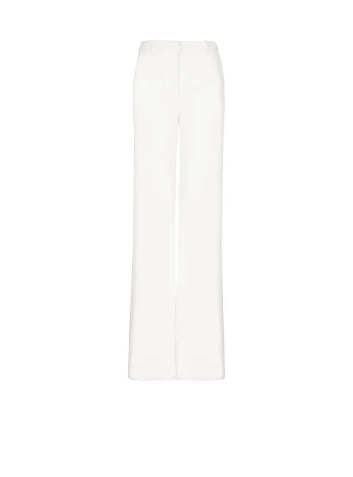 Highwaisted Crepe Trousers White Women Balmain Trousers And Shorts