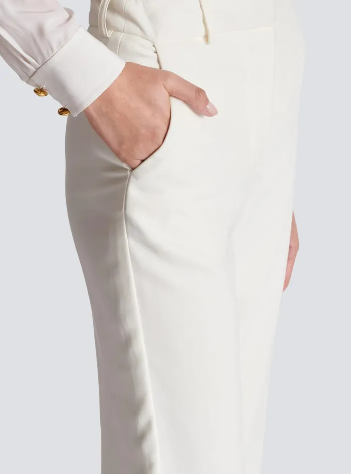 Highwaisted Crepe Trousers White Women Balmain Trousers And Shorts