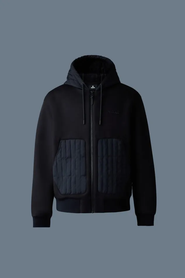 Hoodies and Tops Men Mackage CRUZ Zipup Hybrid Vertical Quilt Hoodie Black