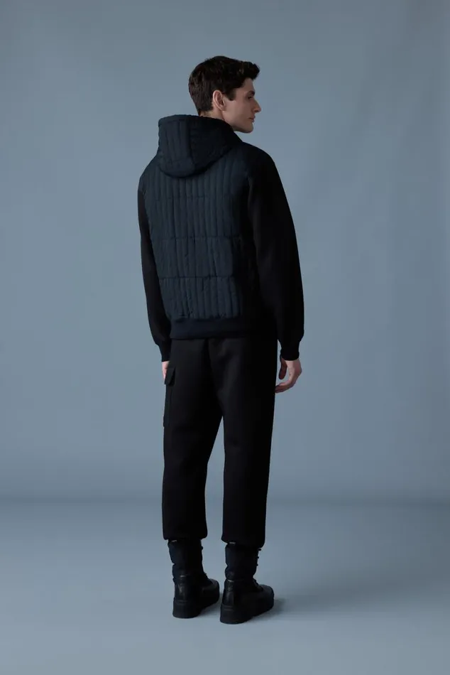 Hoodies and Tops Men Mackage CRUZ Zipup Hybrid Vertical Quilt Hoodie Black