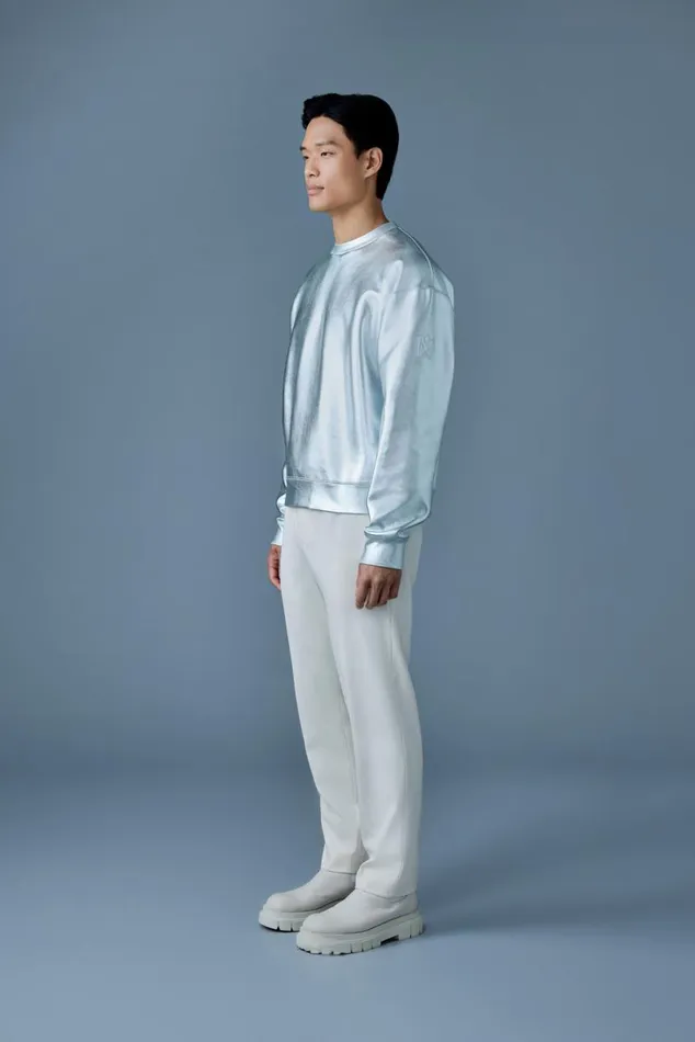 Hoodies and Tops Men Mackage JULIANM Metallic DoubleFace Jersey Sweatshirt Silver