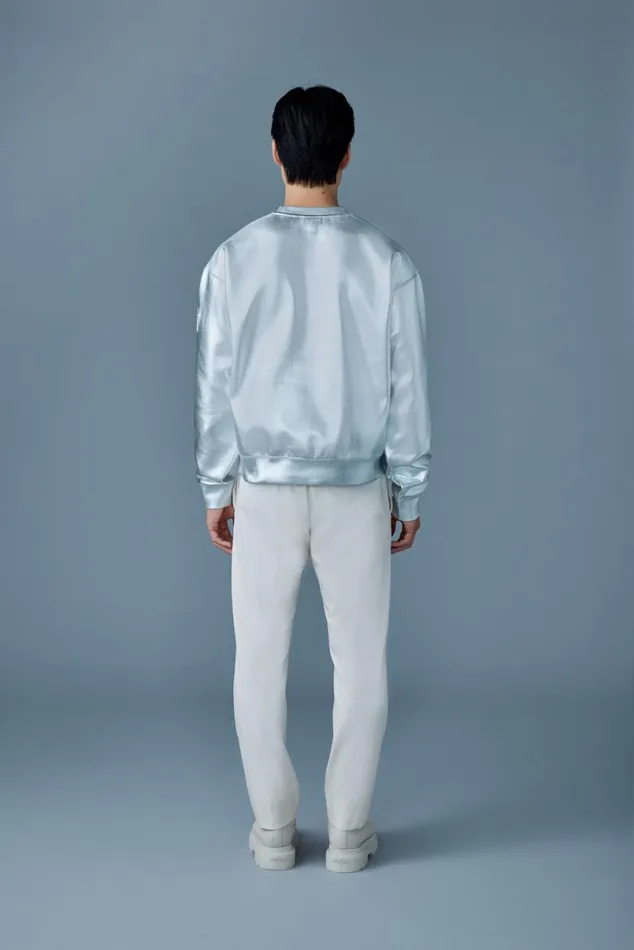 Hoodies and Tops Men Mackage JULIANM Metallic DoubleFace Jersey Sweatshirt Silver