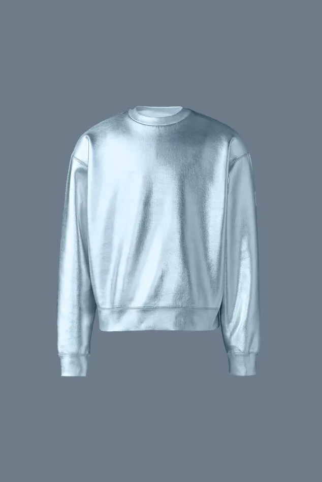 Hoodies and Tops Men Mackage JULIANM Metallic DoubleFace Jersey Sweatshirt Silver
