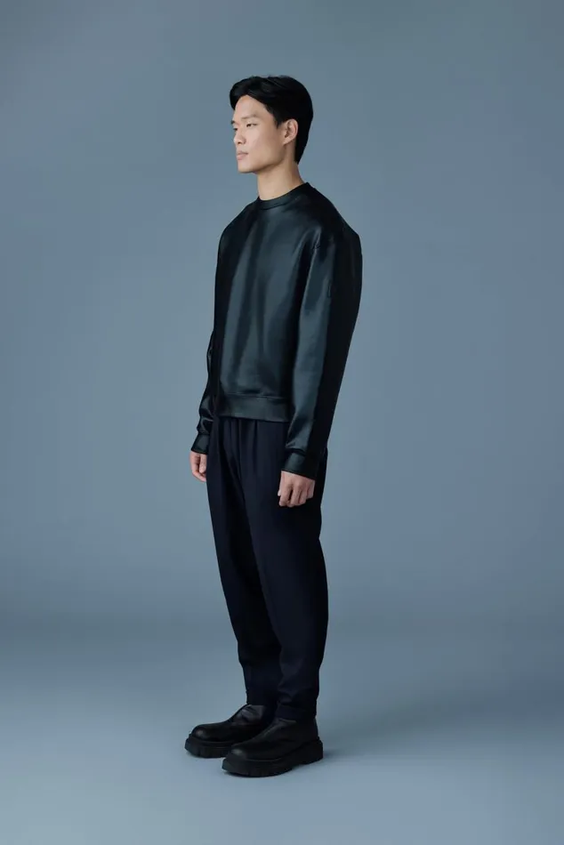 Hoodies and Tops Men Mackage JULIANM Metallic DoubleFace Jersey Sweatshirt Silver