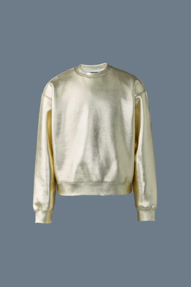 Hoodies and Tops Men Mackage JULIANM Metallic DoubleFace Jersey Sweatshirt Silver