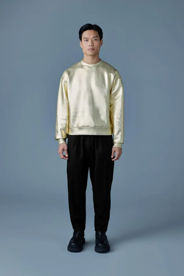 Hoodies and Tops Men Mackage JULIANM Metallic DoubleFace Jersey Sweatshirt Silver