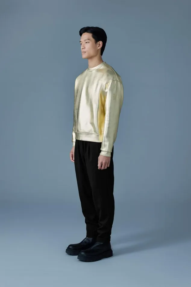 Hoodies and Tops Men Mackage JULIANM Metallic DoubleFace Jersey Sweatshirt Silver