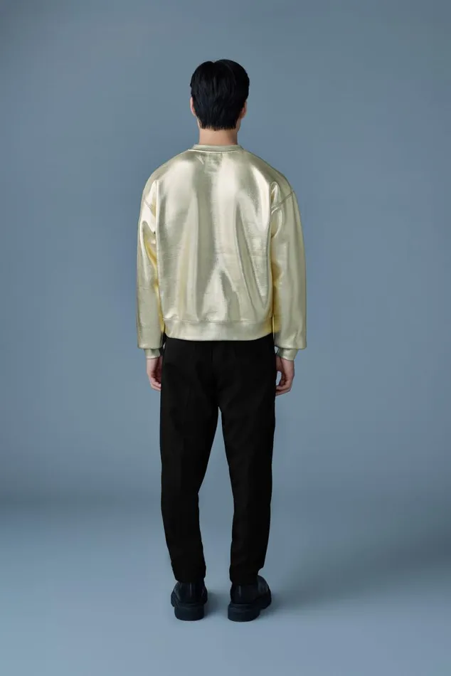 Hoodies and Tops Men Mackage JULIANM Metallic DoubleFace Jersey Sweatshirt Silver