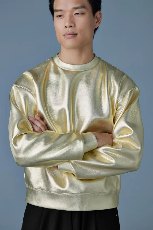 Hoodies and Tops Men Mackage JULIANM Metallic DoubleFace Jersey Sweatshirt Silver
