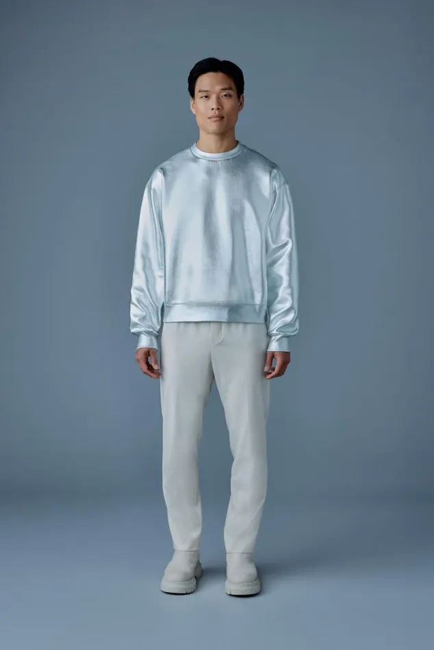 Hoodies and Tops Men Mackage JULIANM Metallic DoubleFace Jersey Sweatshirt Silver