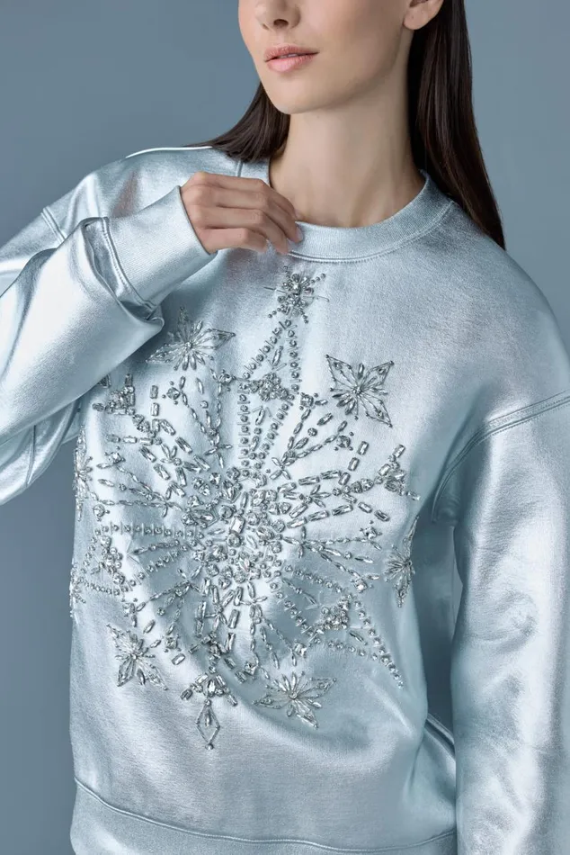 Hoodies and Tops Men Mackage MAZI Snowflake Diamante Appliqu Sweater Silver