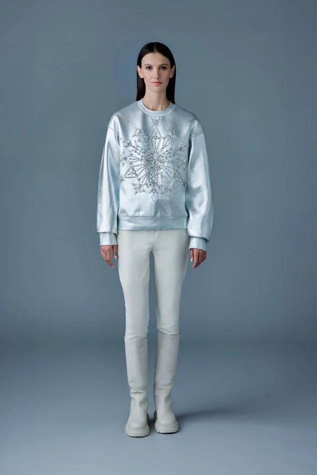 Hoodies and Tops Men Mackage MAZI Snowflake Diamante Appliqu Sweater Silver Hoodies and Tops Men Mackage MAZI Snowflake Diamante Appliqu Sweater Silver