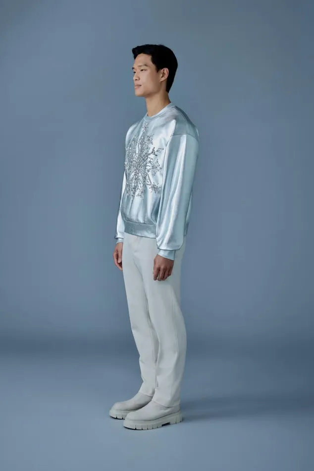 Hoodies and Tops Men Mackage MAZI Snowflake Diamante Appliqu Sweater Silver Hoodies and Tops Men Mackage MAZI Snowflake Diamante Appliqu Sweater Silver