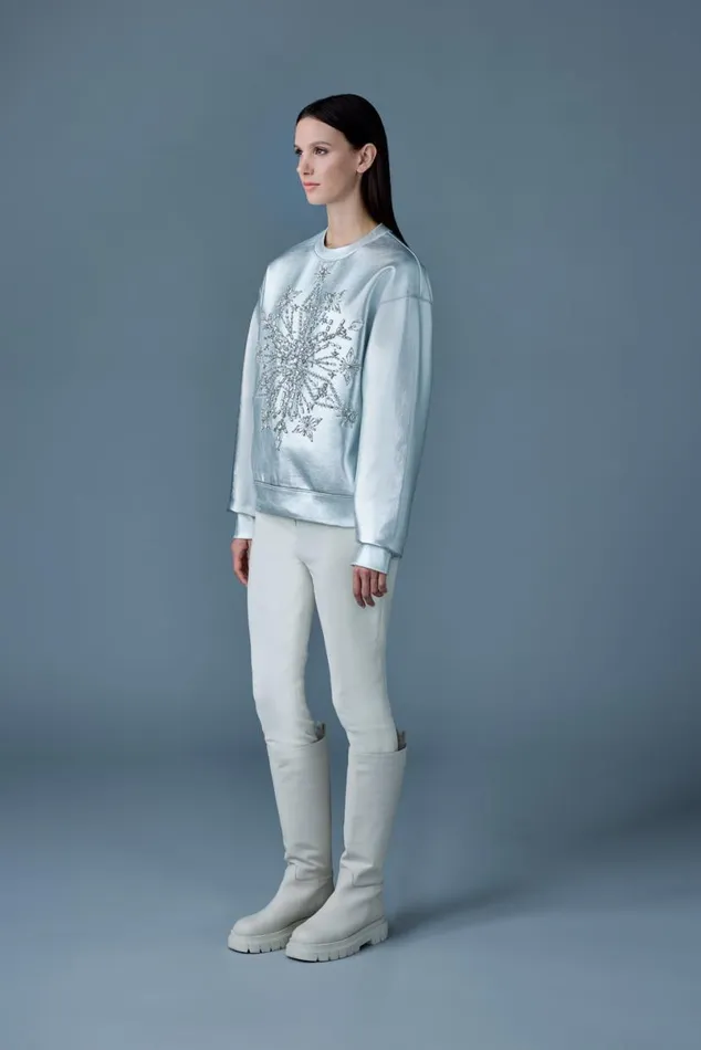 Hoodies and Tops Men Mackage MAZI Snowflake Diamante Appliqu Sweater Silver Hoodies and Tops Men Mackage MAZI Snowflake Diamante Appliqu Sweater Silver