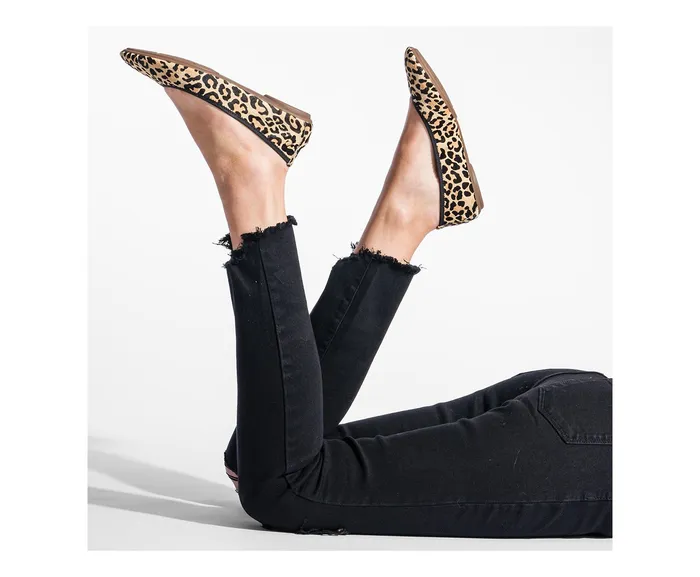 Hush Puppies Chaste Ballet Leopard Calf Hair Women Flats and SlipOns