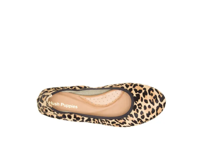 Hush Puppies Chaste Ballet Leopard Calf Hair Women Flats and SlipOns