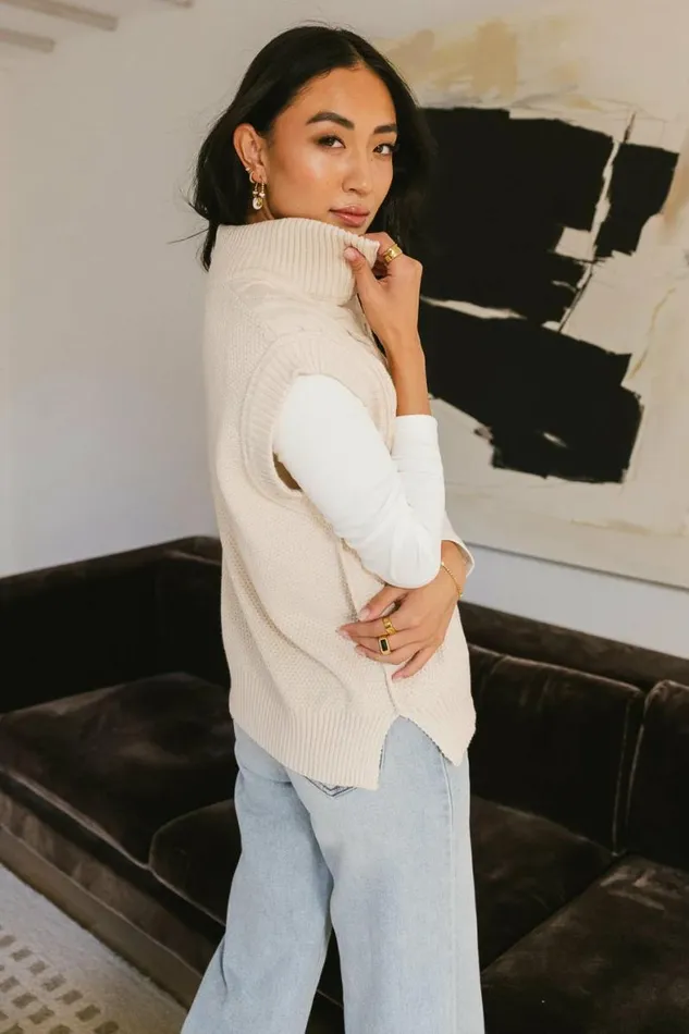 Indiana Knitted Vest Cream Women Bohme Tops
