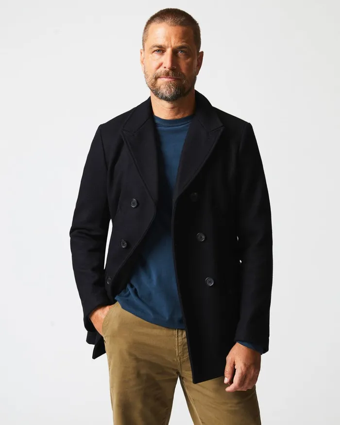 Jackets and Outerwear Men Billy Reid Bond Peacoat Black