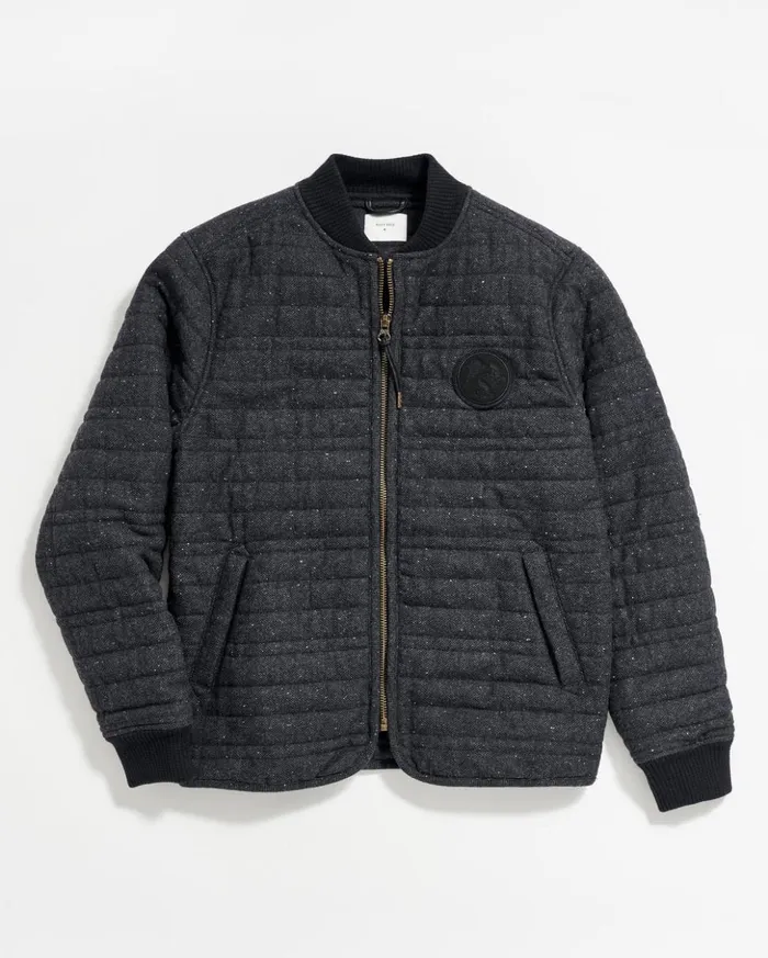 Jackets and Outerwear Men Billy Reid Collegiate Bomber Black Tweed