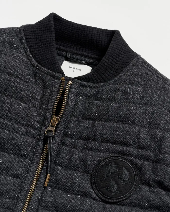 Jackets and Outerwear Men Billy Reid Collegiate Bomber Black Tweed