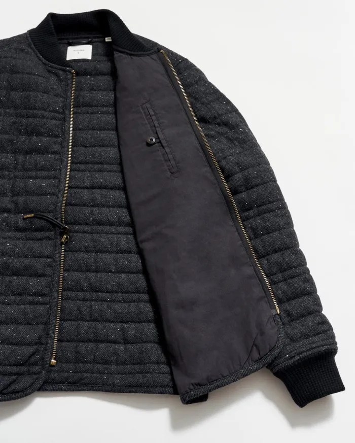 Jackets and Outerwear Men Billy Reid Collegiate Bomber Black Tweed